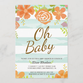 Met de hand getrokken groene strepen met baby show kaart