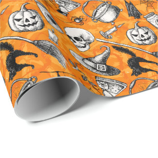 , met de hand getrokken halogeenpatroon cadeaupapier