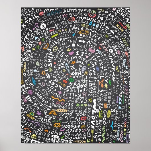 Met de hand getrokken kalkboard met zomerthema Ver Poster (Voorkant)