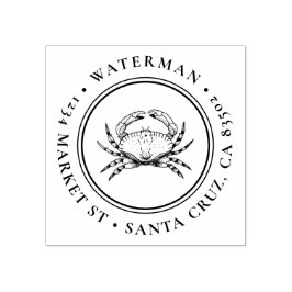 Met de hand getrokken krab | Rond Nautisch Terugke Rubberstempel