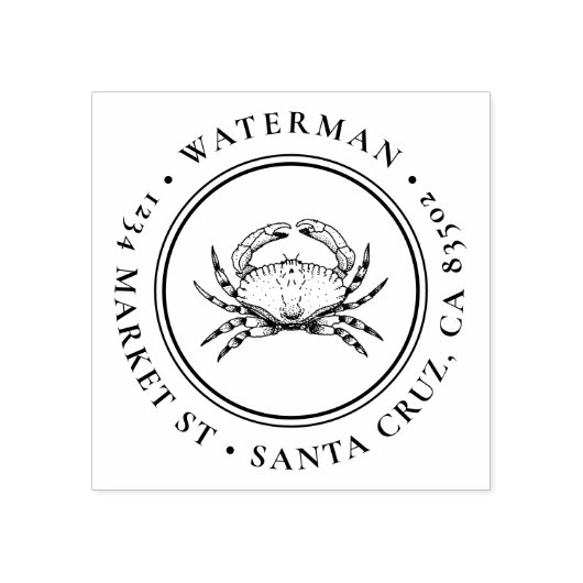 Met de hand getrokken krab | Rond Nautisch Terugke Rubberstempel (Afrduk)