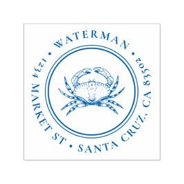 Met de hand getrokken krab | Rond Nautisch Terugke Zelfinktende Stempel