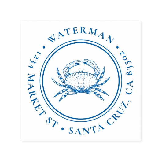 Met de hand getrokken krab | Rond Nautisch Terugke Zelfinktende Stempel (Design)