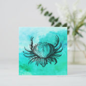 Met de hand getrokken krab (strand scene) (Zee cre Kaart (Staand voorkant)