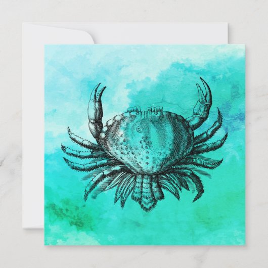 Met de hand getrokken krab (strand scene) (Zee cre Kaart (Voorkant)