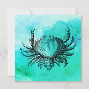 Met de hand getrokken krab (strand scene) (Zee cre Kaart