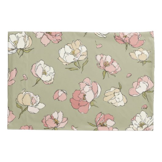 met de hand getrokken Kussensloop van een pioenpat (Achterkant)