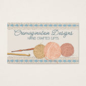 Met de hand getrokken label van de garens met haak visitekaartjes (Voorkant)