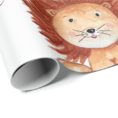 Met de hand getrokken leeuw gepersonaliseerde kind cadeaupapier (Rol Hoek)