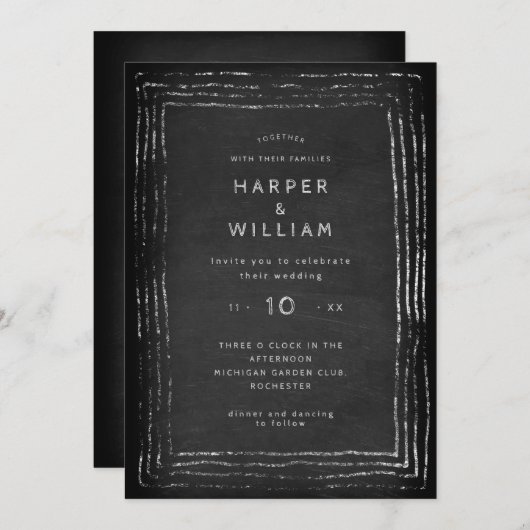 Met de hand getrokken lijst trouwerij kaart (Voorkant / Achterkant)