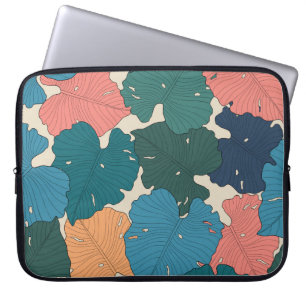 Met de hand getrokken monstera-bladeren van sinaas laptop sleeve