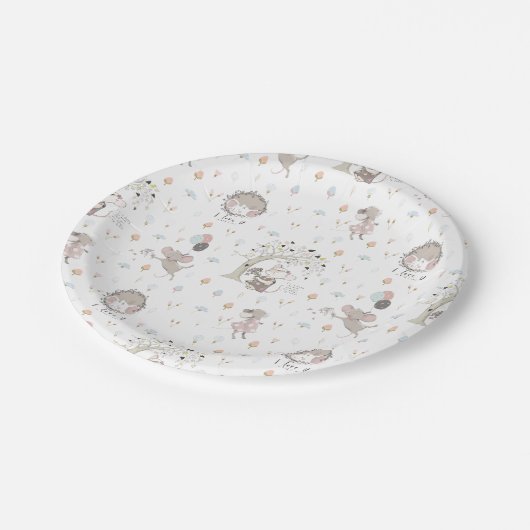 Met de hand getrokken muispatroon van de waterverf papieren bordje (Gekanteld)