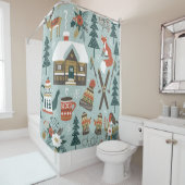 Met de hand getrokken naadloos patroon met schatt douchegordijn (In situ)