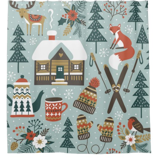 Met de hand getrokken naadloos patroon met schatt douchegordijn (Voorkant)