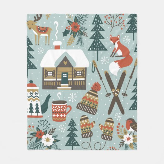 Met de hand getrokken naadloos  patroon met schatt fleece deken (Voorkant)