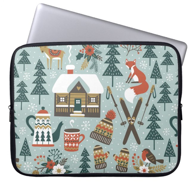 Met de hand getrokken naadloos  patroon met schatt laptop sleeve (Voorkant)