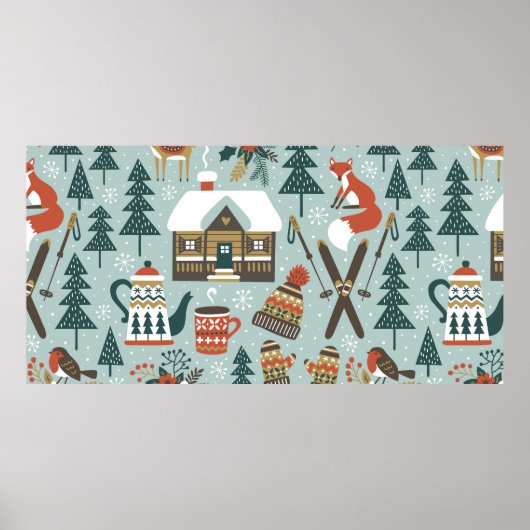 Met de hand getrokken naadloos  patroon met schatt poster (Voorkant)