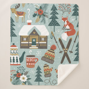 Met de hand getrokken naadloos  patroon met schatt sherpa deken