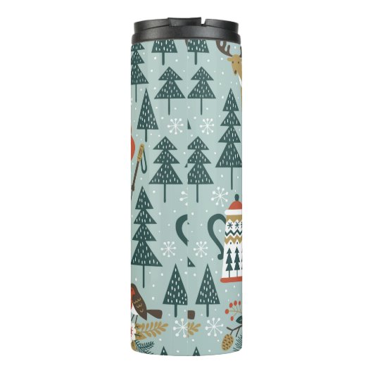 Met de hand getrokken naadloos  patroon met schatt thermosbeker (Achterkant)