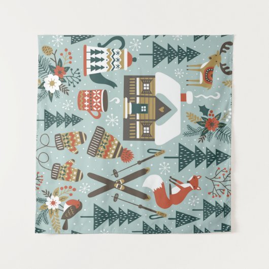 Met de hand getrokken naadloos  patroon met schatt wandkleed (Voorkant (horizontaal))