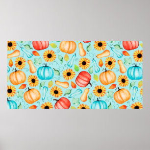 met de hand getrokken naadloos patroon van verschi poster