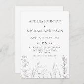 Met de hand getrokken Natuur Greenery Line Art Bla Kaart (Voorkant / Achterkant)