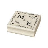 Met de hand getrokken paarse bloemen op monogram p rubberstempel (Stempel)