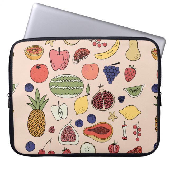 Met de hand getrokken patroon laptop sleeve (Voorkant)