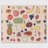 Met de hand getrokken patroon van vruchten cadeaupapier (Vlak)