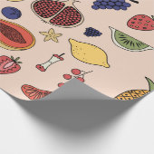 Met de hand getrokken patroon van vruchten cadeaupapier (Hoek)
