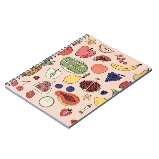 Met de hand getrokken patroon van vruchten notitieboek (Linkerzijde)