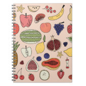 Met de hand getrokken patroon van vruchten notitieboek (Voorkant)