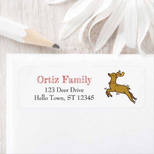 Met de hand getrokken rendier, Kerstmis Etiket (Insitu)