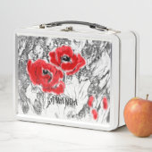 Met de hand getrokken rode papies bloemen bloemen (In situ)