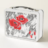 Met de hand getrokken rode papies bloemen bloemen (Achterkant)