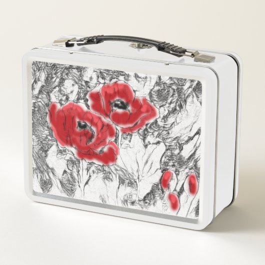 Met de hand getrokken rode papies bloemen bloemen (Achterkant)