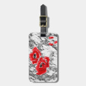 Met de hand getrokken rode papies bloemen bloemen bagagelabel (Voorkant verticaal)