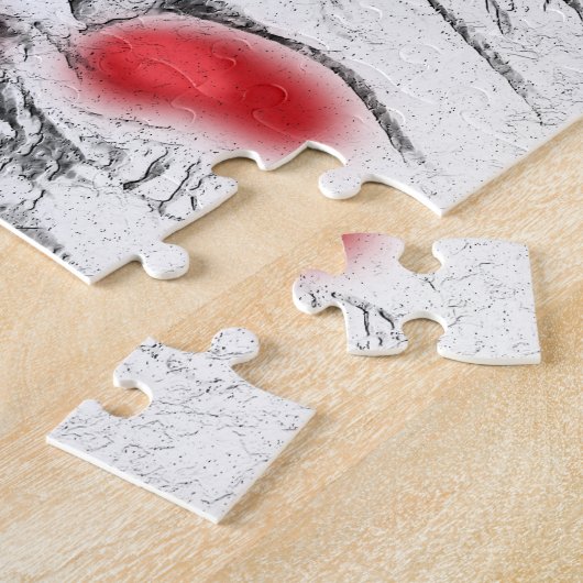 Met de hand getrokken rode papies bloemen bloemen legpuzzel (Zijkant)