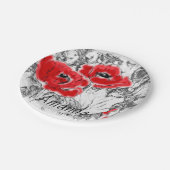 Met de hand getrokken rode papies bloemen bloemen papieren bordje (Gekanteld)