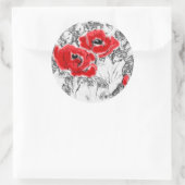 Met de hand getrokken rode papies bloemen bloemen ronde sticker (Tas)