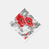 Met de hand getrokken rode papies bloemen bloemen servet (Hoek)