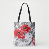 Met de hand getrokken rode papies bloemen bloemen tote bag (Voorkant)