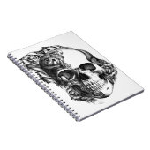 Met de hand getrokken roos schedel in zwart-wit. notitieboek (Rechterzijde)