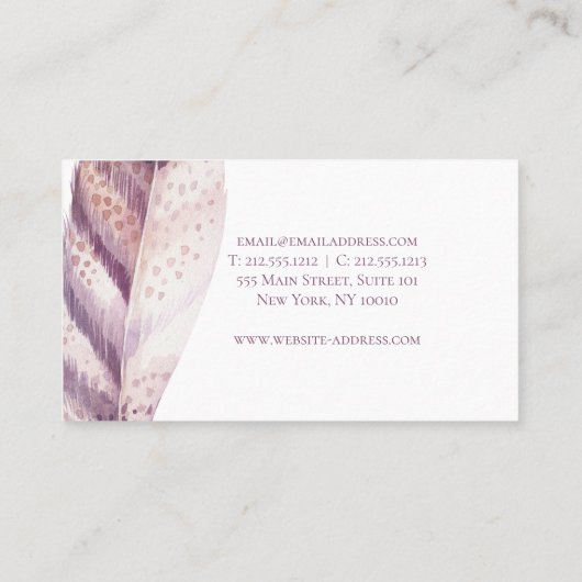 Met de hand getrokken roze paarse waterverf visitekaartje (Achterkant)