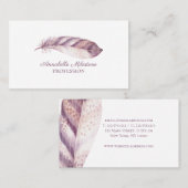 Met de hand getrokken roze paarse waterverf visitekaartje (Voorkant / Achterkant)