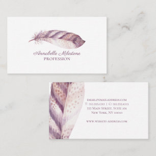 Met de hand getrokken roze paarse waterverf visitekaartje