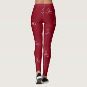 Met de hand getrokken schaar op maroon red leggings (Achterkant)