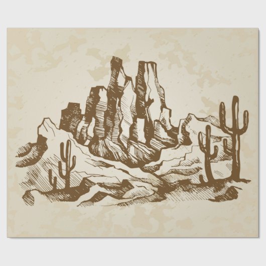 Met de hand getrokken schets. Typische landschapsw Cadeaupapier (Vlak)