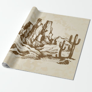 Met de hand getrokken schets. Typische landschapsw Cadeaupapier