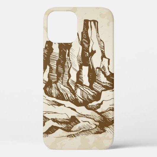 Met de hand getrokken schets. Typische landschapsw Case-Mate iPhone Case (Achterkant)